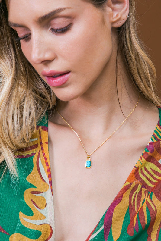 TURQUOISE SLICE PENDANT NECKLACE Flying Tomato