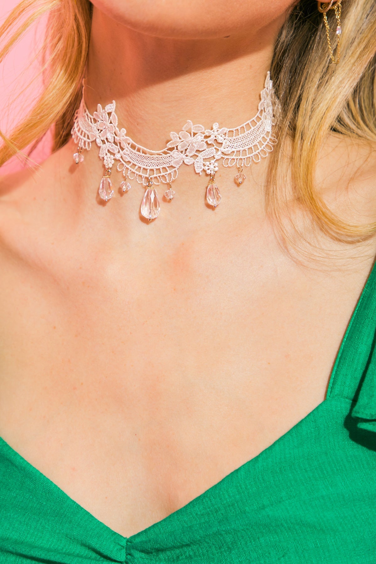 Sexy Lace Pearl Choker Necklace Korean Made Zinc Alloy