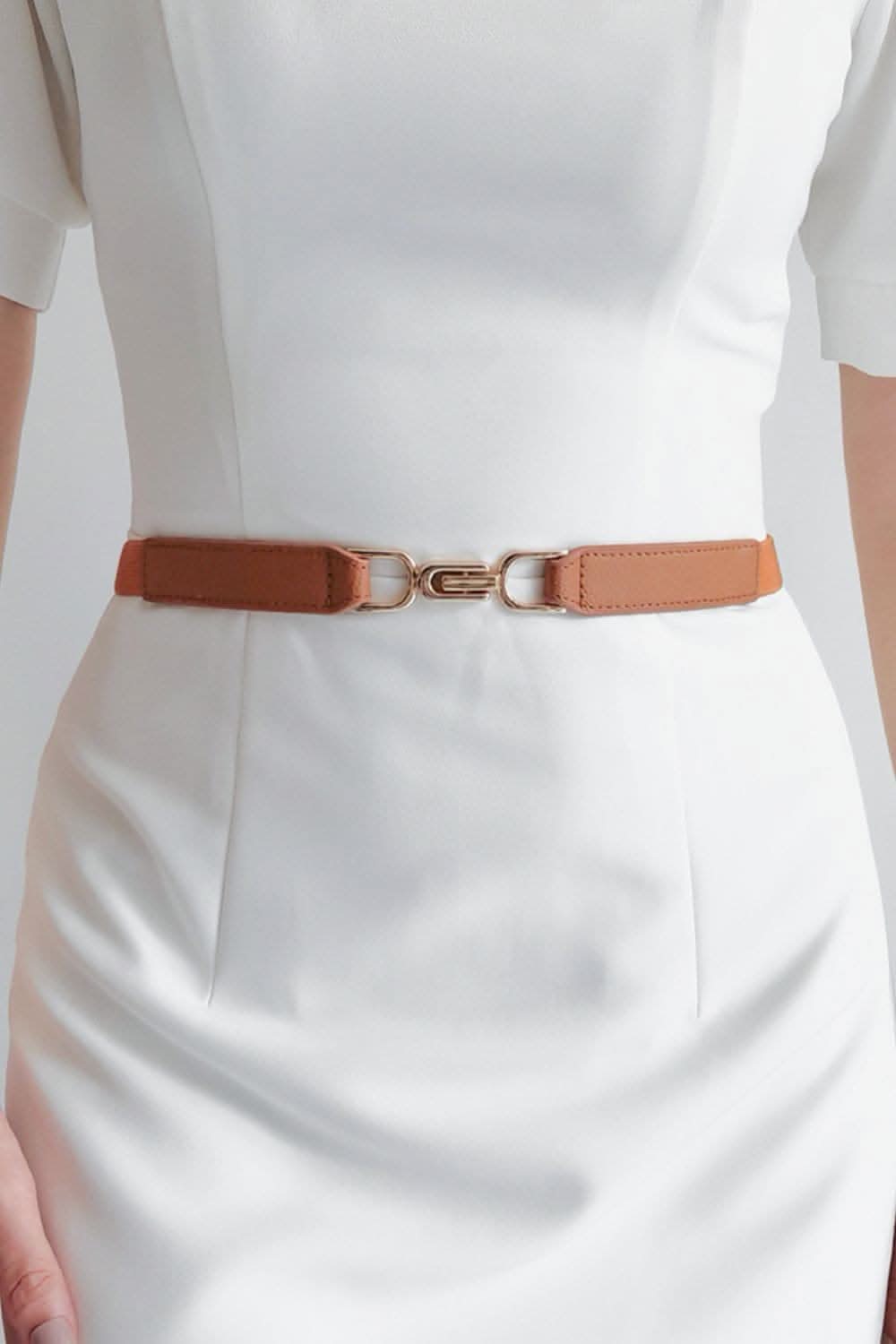 Stylish PU elastic belt with alloy buckle