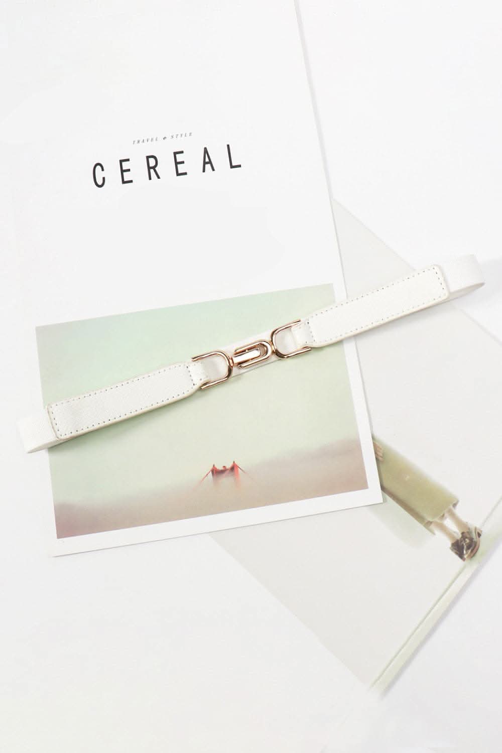 Stylish PU elastic belt with alloy buckle