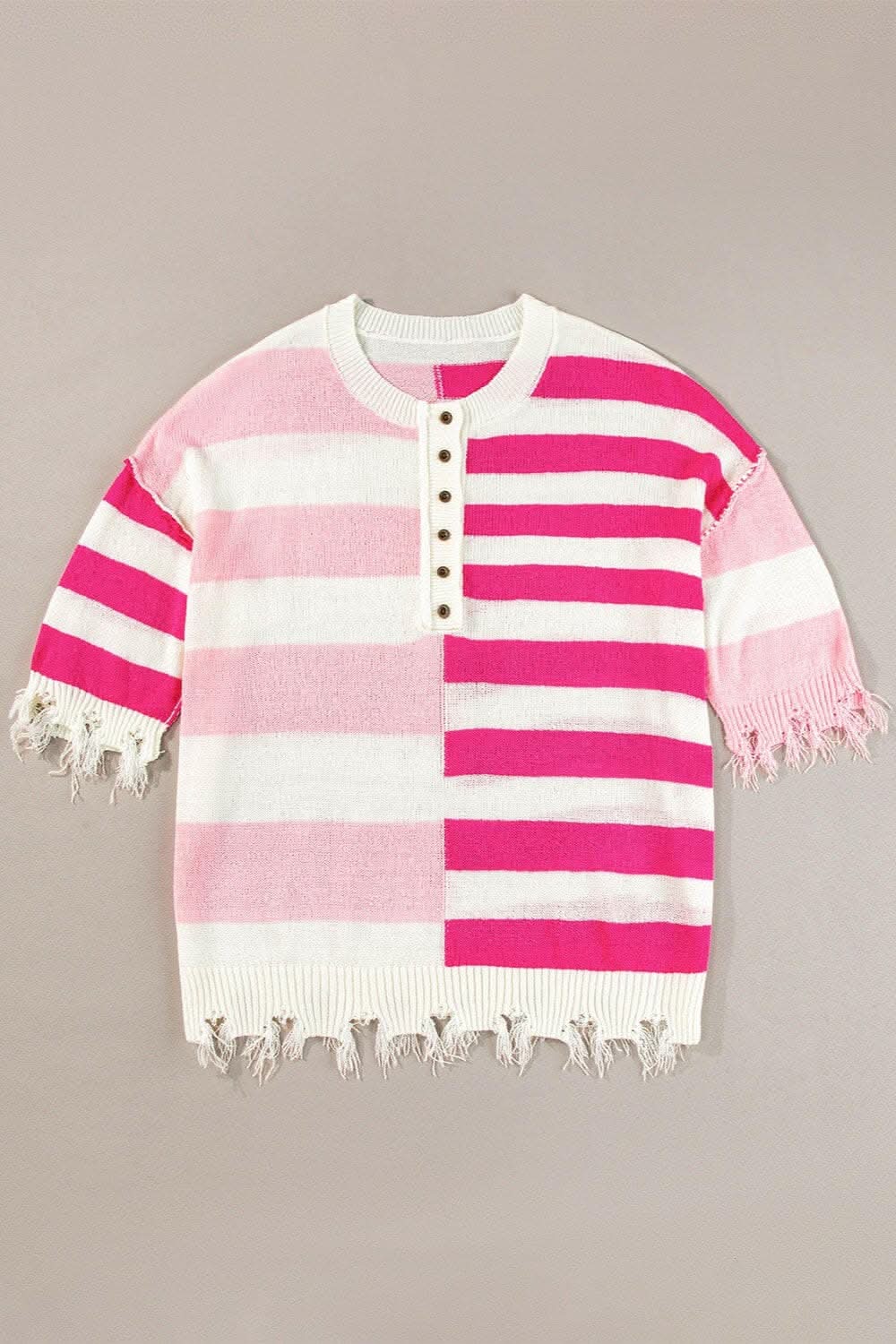 Stylish fringe striped knit top
