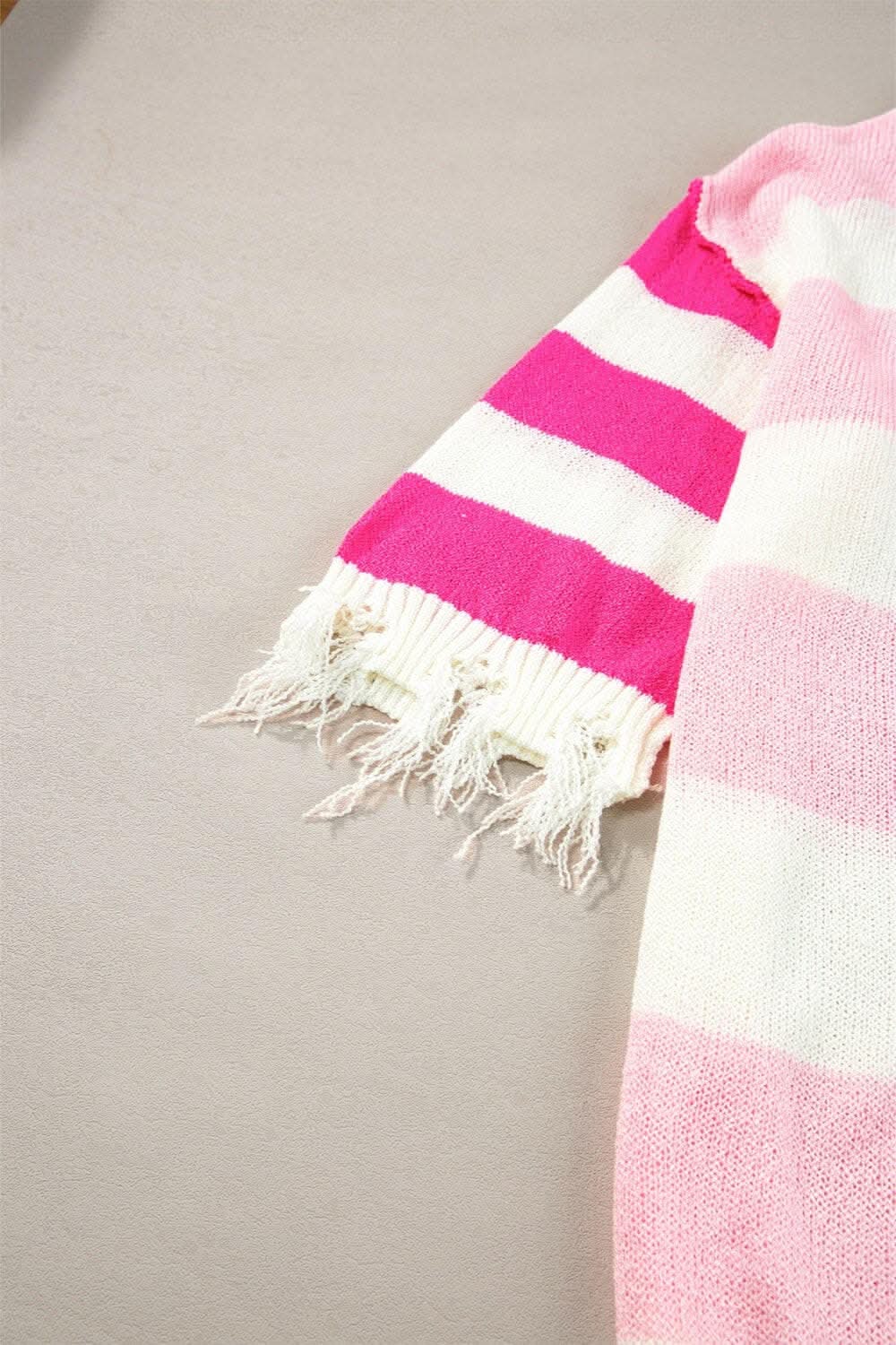 Stylish fringe striped knit top