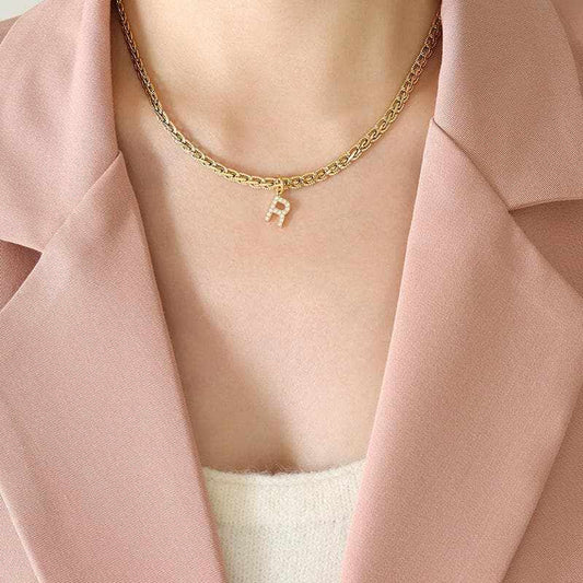 Stylish zircon letter pendant necklace - Love Salve