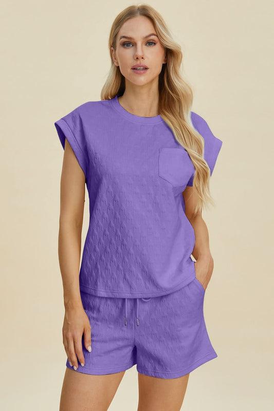 Textured Top and Shorts Set - Love Salve