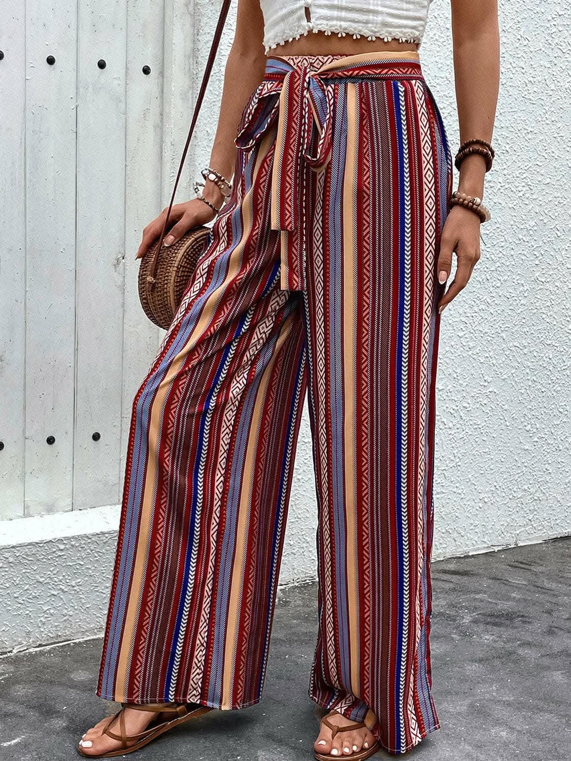 Tied geometric wide-leg pants - Love Salve