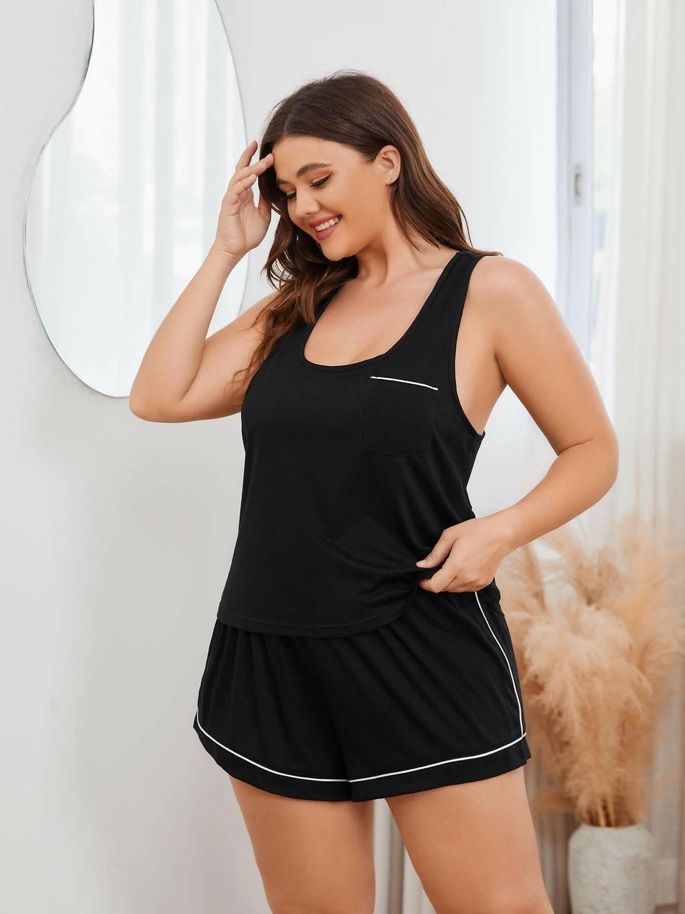 Trendy Plus Size Color Block Set