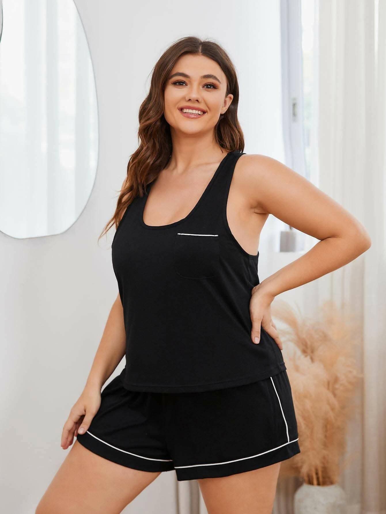 Trendy Plus Size Color Block Set