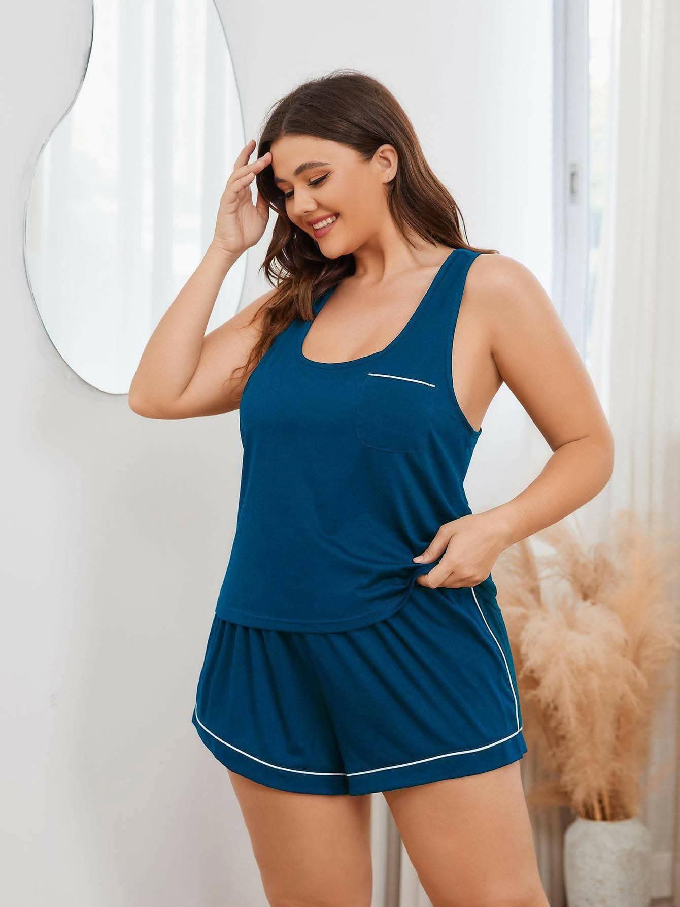 Trendy Plus Size Color Block Set