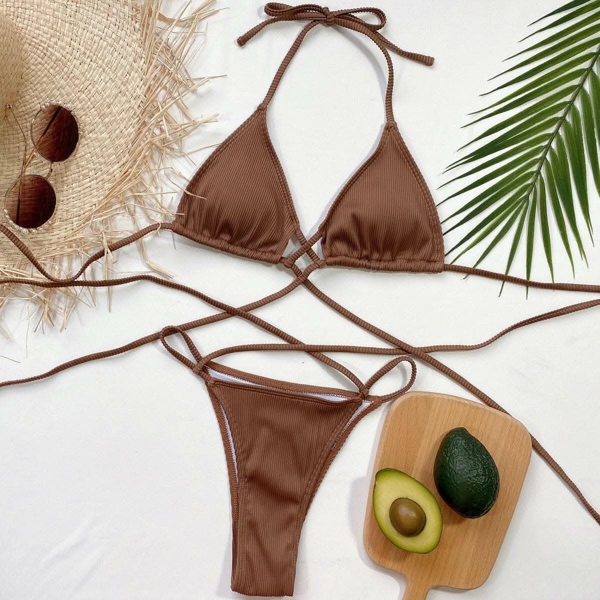 Trendy halter bikini set with high cut bottoms - Love Salve