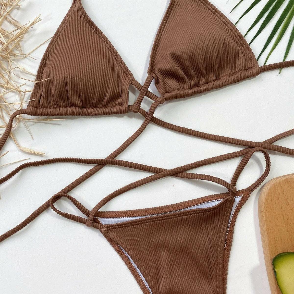 Trendy halter bikini set with high cut bottoms - Love Salve
