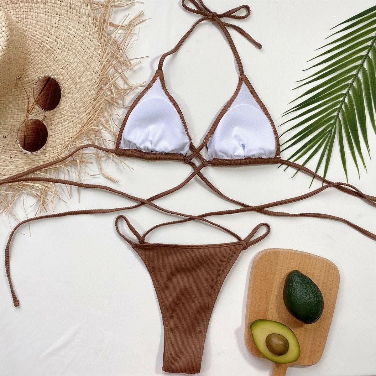 Trendy halter bikini set with high cut bottoms - Love Salve