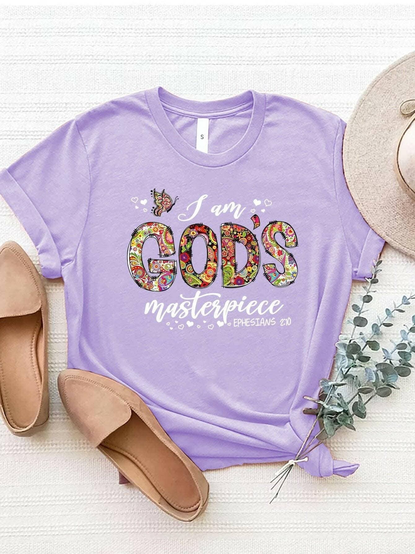 Trendy letter print tee in soft polyester blend