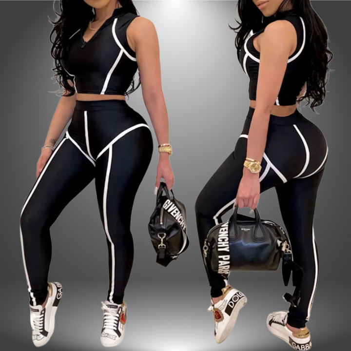 Midnight Luxe Two-Piece Legging Set – Sleek, Snatched & Unstoppable