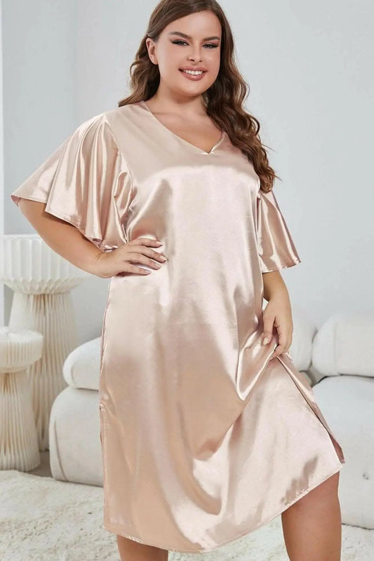 V-neck flutter sleeve nightgown - Love Salve