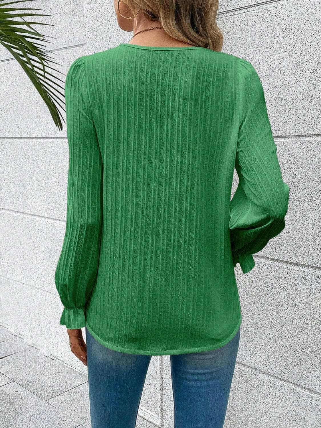 V-neck lace flutter sleeve blouse - Love Salve