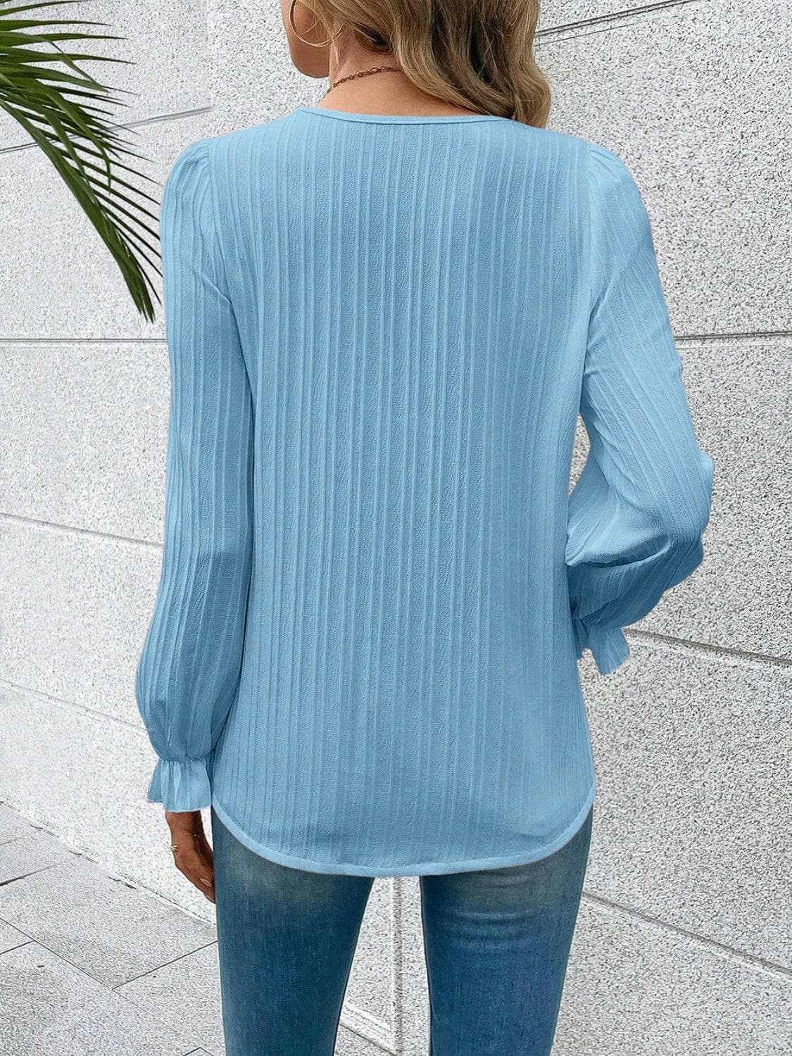 V-neck lace flutter sleeve blouse - Love Salve