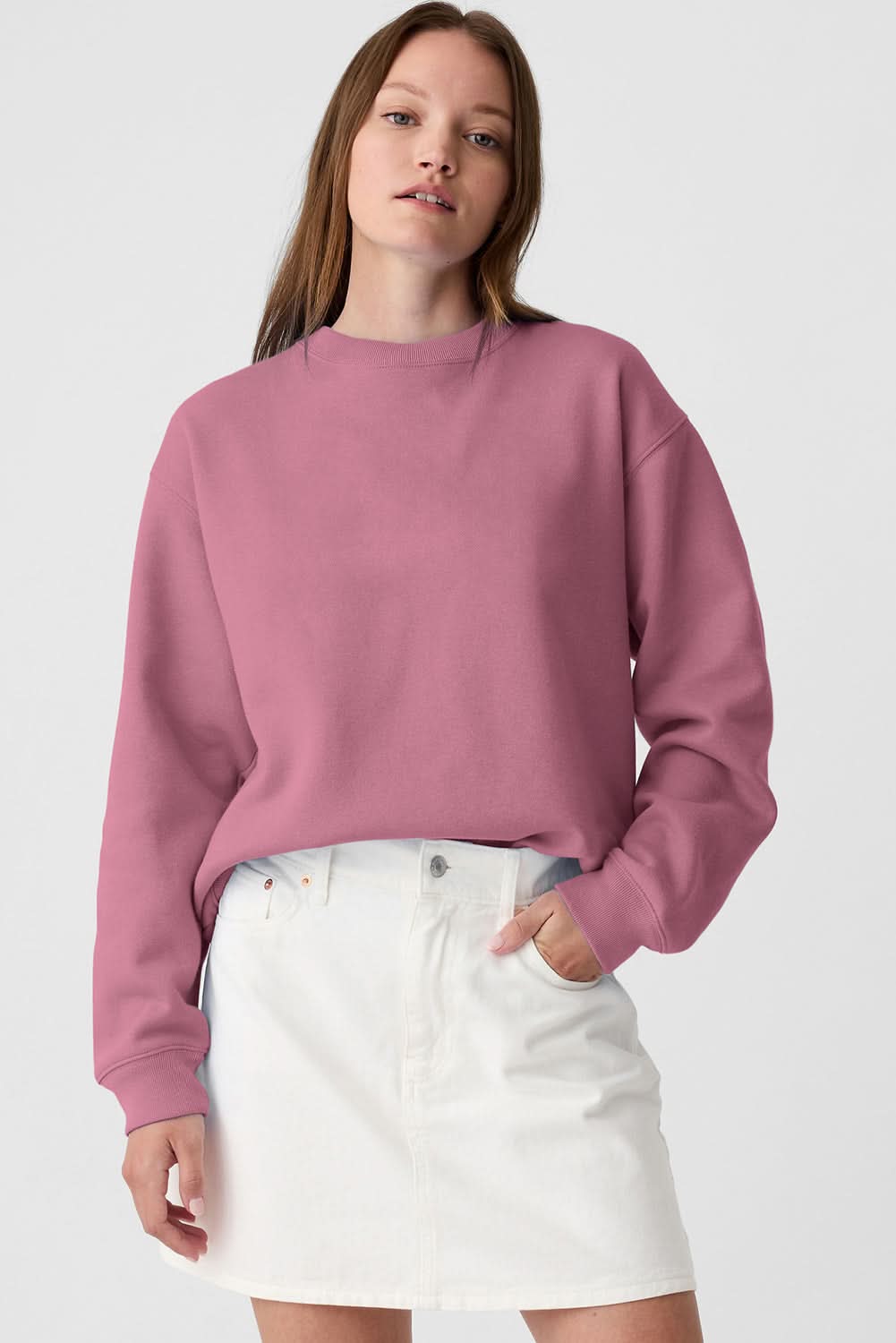 Valerian Plain Drop Shoulder Crewneck Pullover Sweatshirt - Love Salve