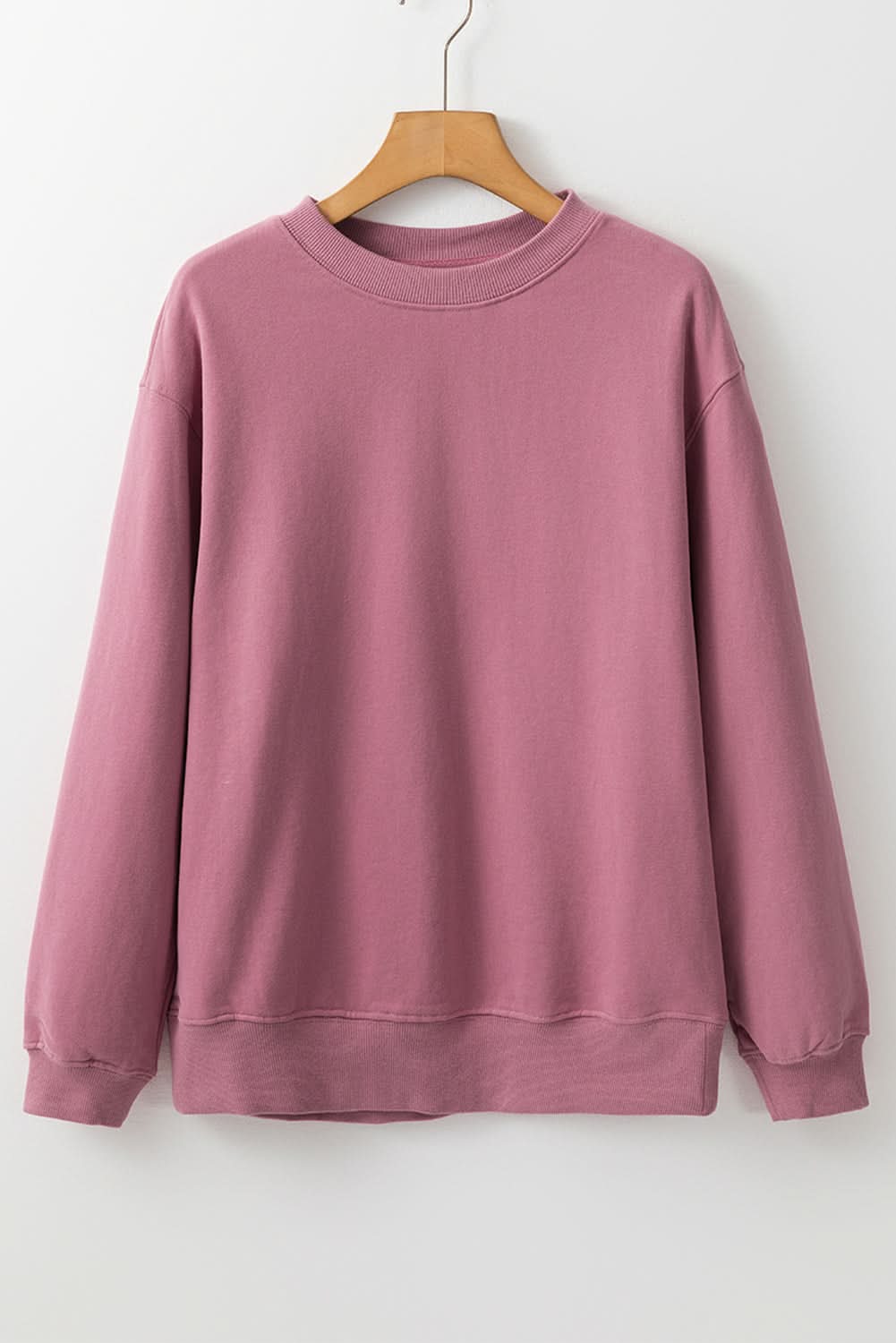 Valerian Plain Drop Shoulder Crewneck Pullover Sweatshirt - Love Salve
