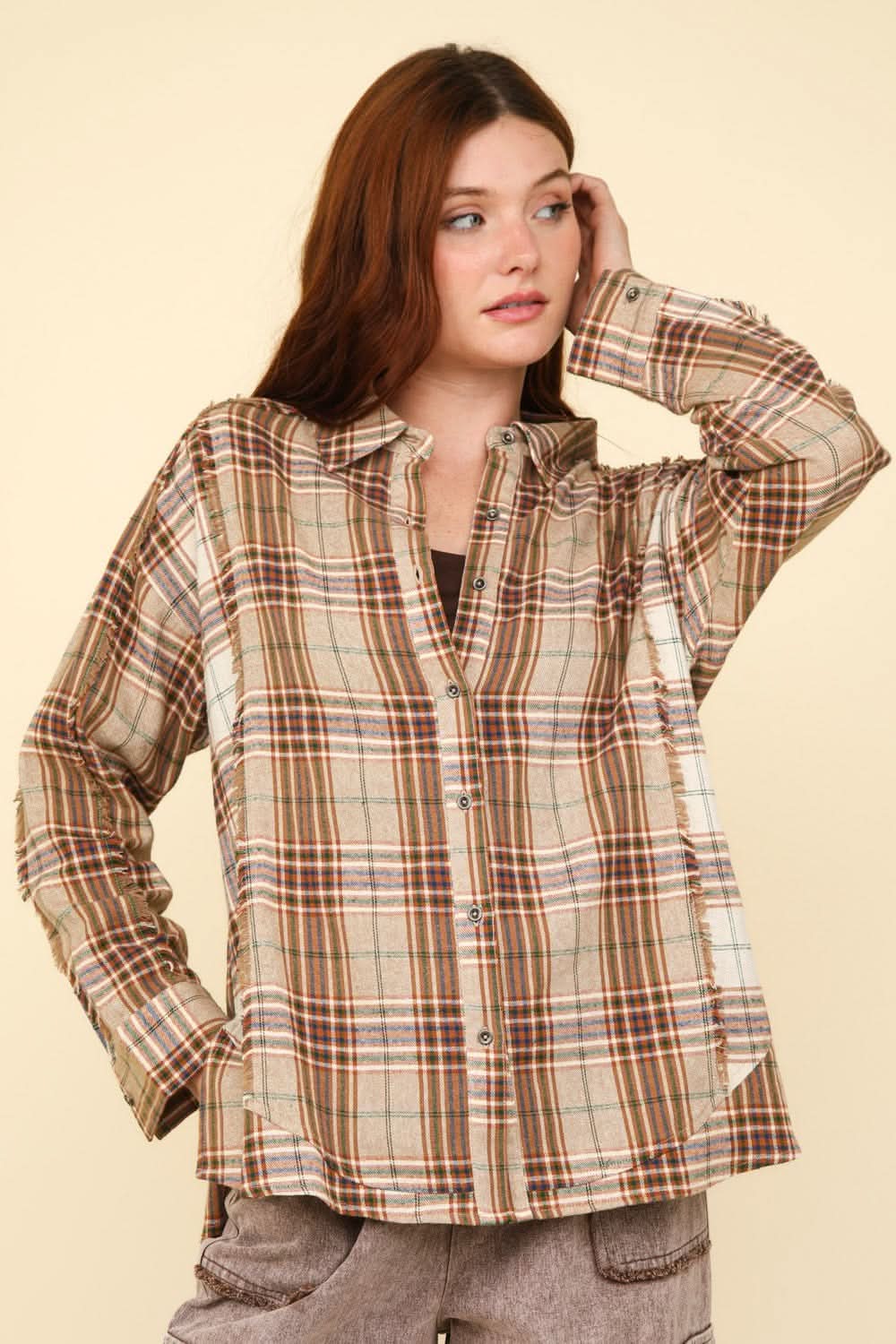 Very J plaid shirt with raw edges - Love Salve