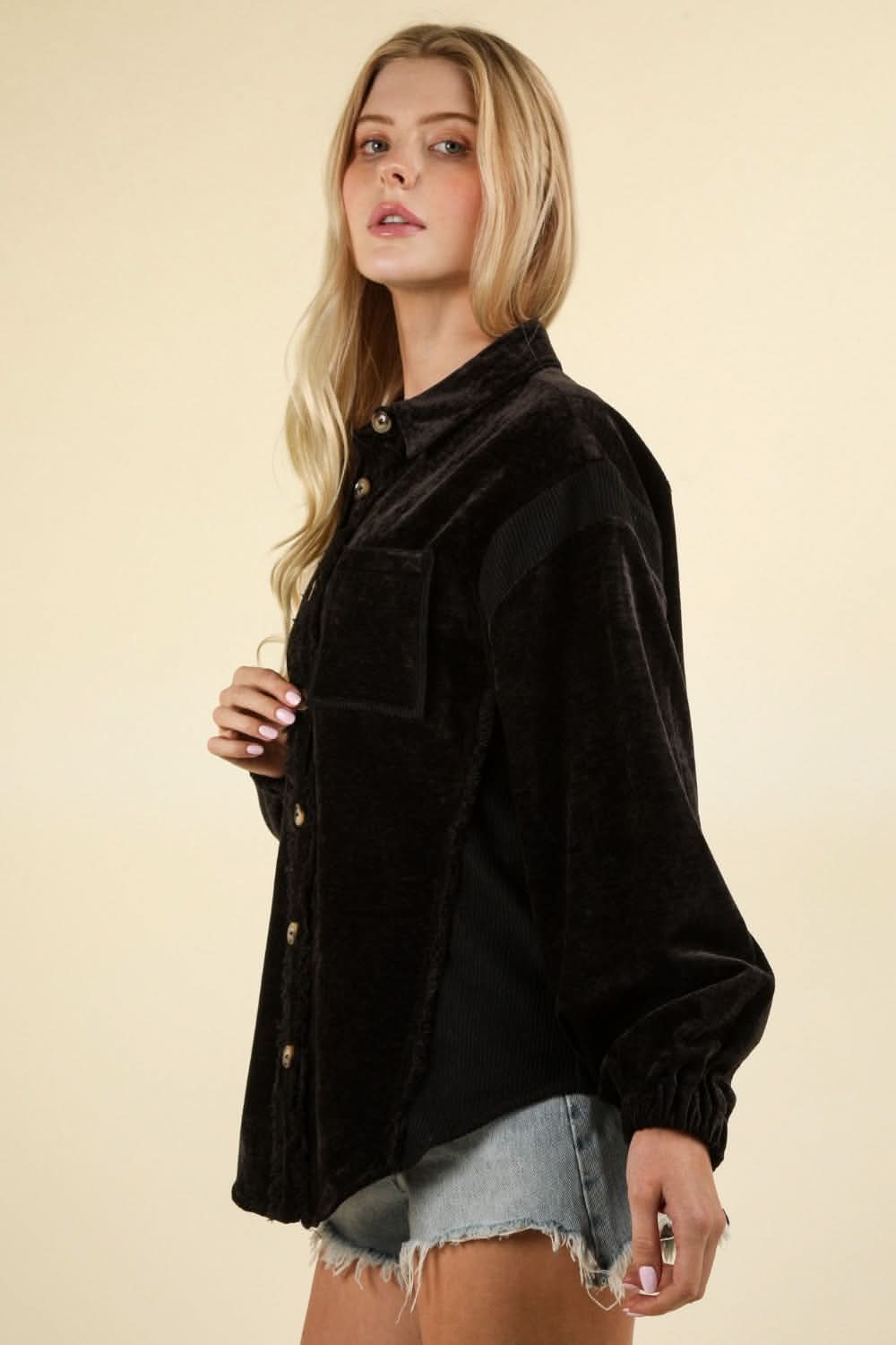 Very J shacket with raw hem - Love Salve