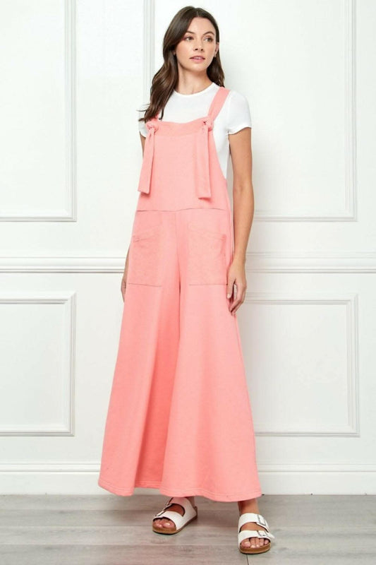 Veveret Wide Strap French Terry Overalls - Love Salve