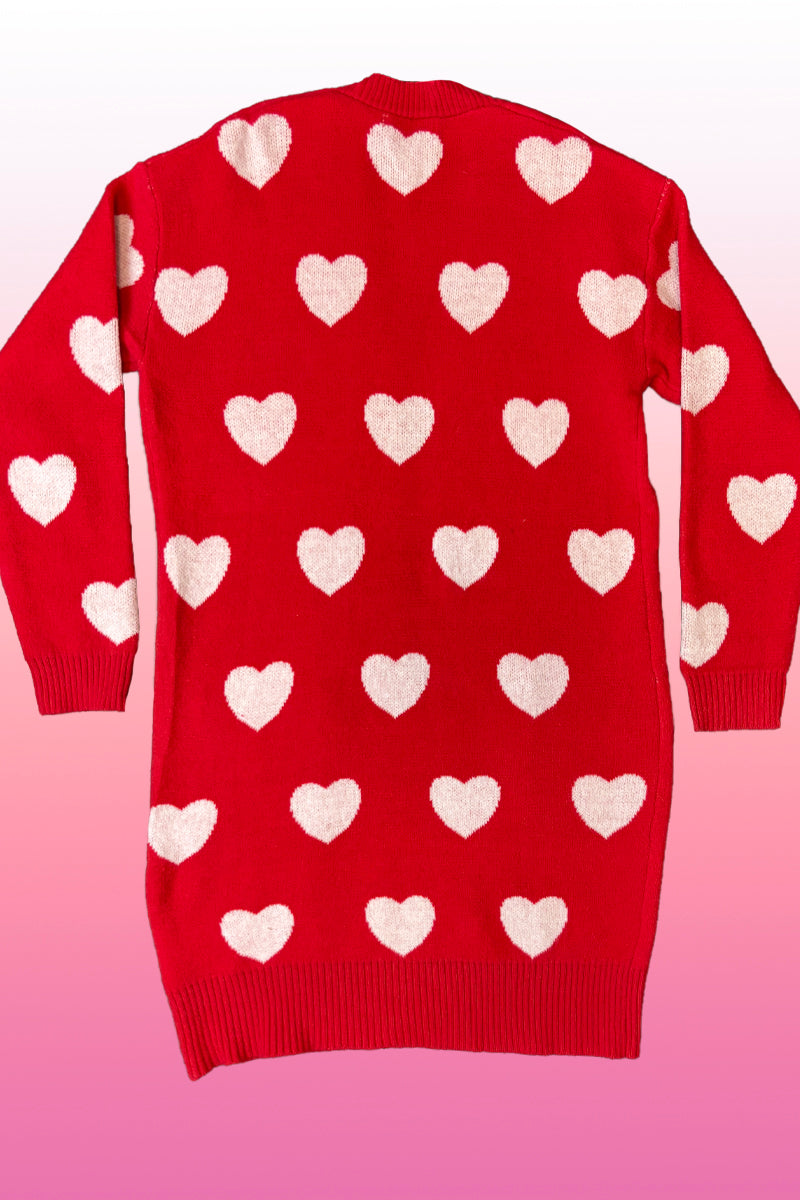 Knee length heart cardigan