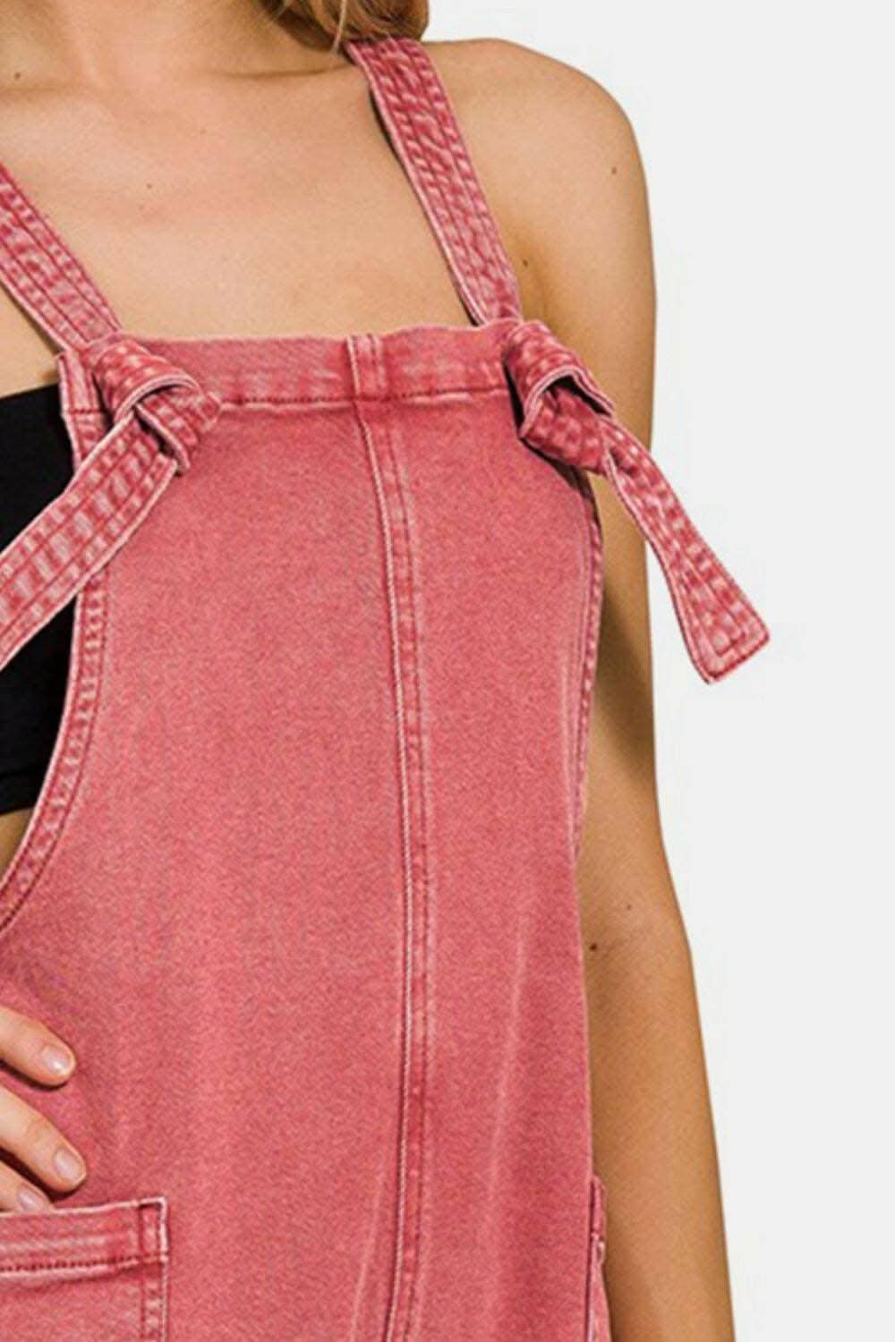 Washed knot strap jumpsuit
