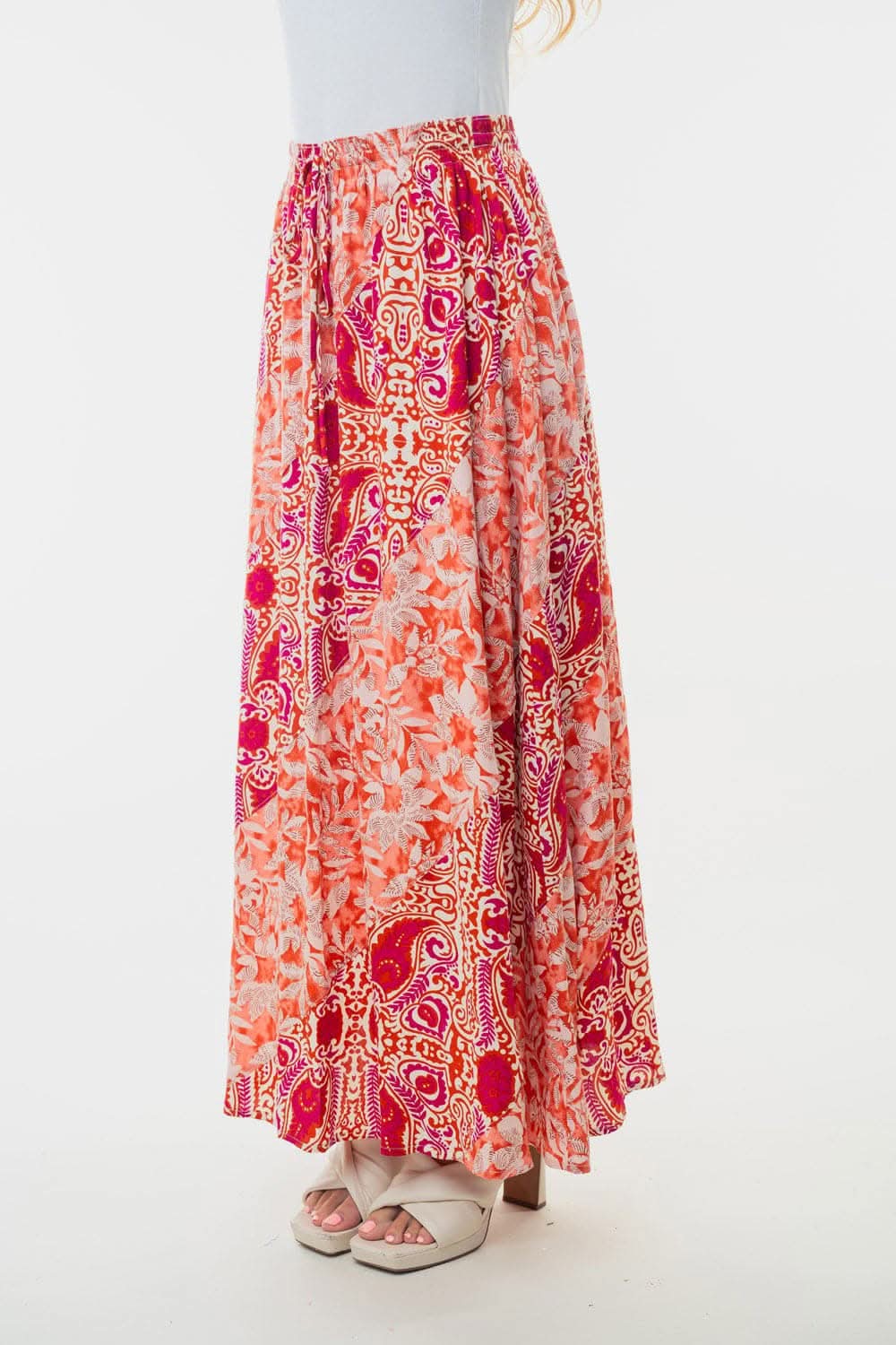 White Birch Full Size High Waisted Floral Woven Skirt - Love Salve