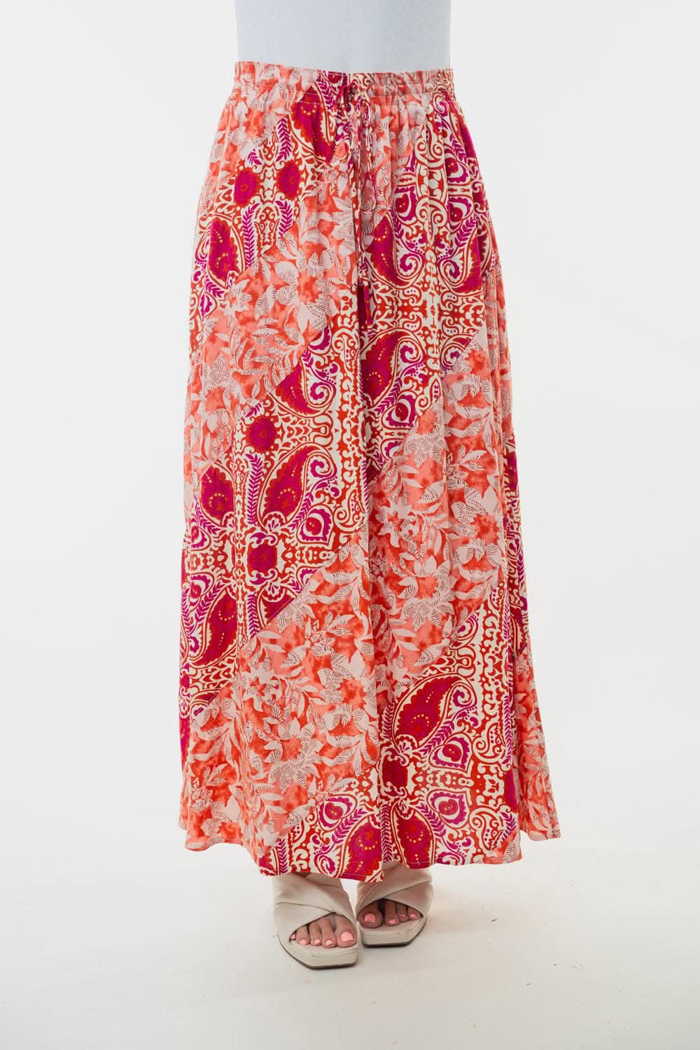 White Birch Full Size High Waisted Floral Woven Skirt - Love Salve