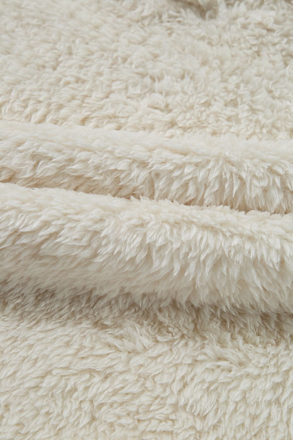 White Contrast Ribbed Edge Plush Hoodie - Love Salve