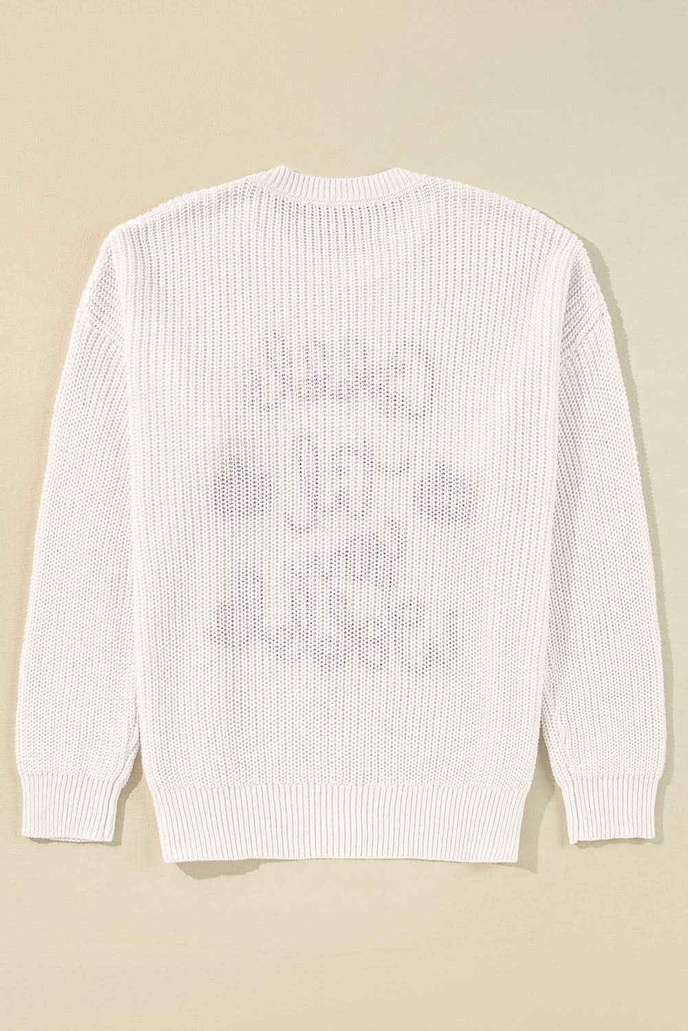 White Gobble Til You Wobble Pop Up Crochet Plus Size Sweater - Love Salve