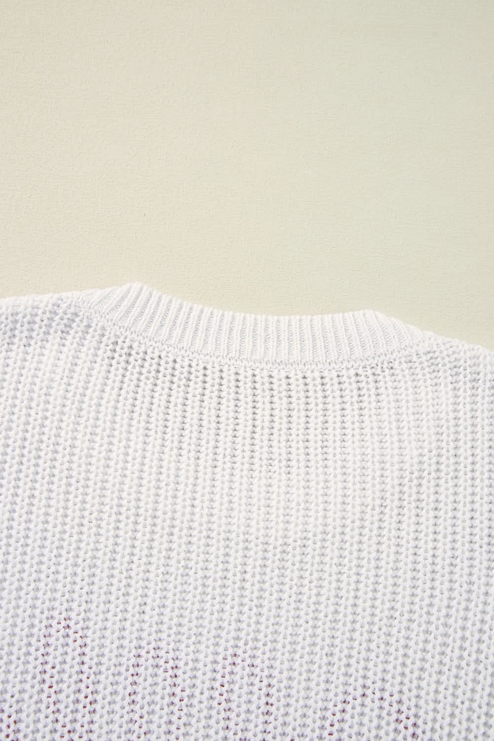 White Gobble Til You Wobble Pop Up Crochet Plus Size Sweater - Love Salve
