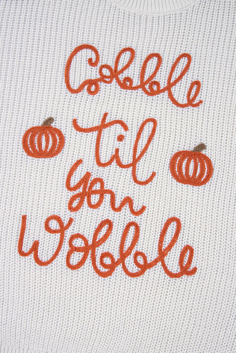 White Gobble Til You Wobble Pop Up Crochet Plus Size Sweater - Love Salve