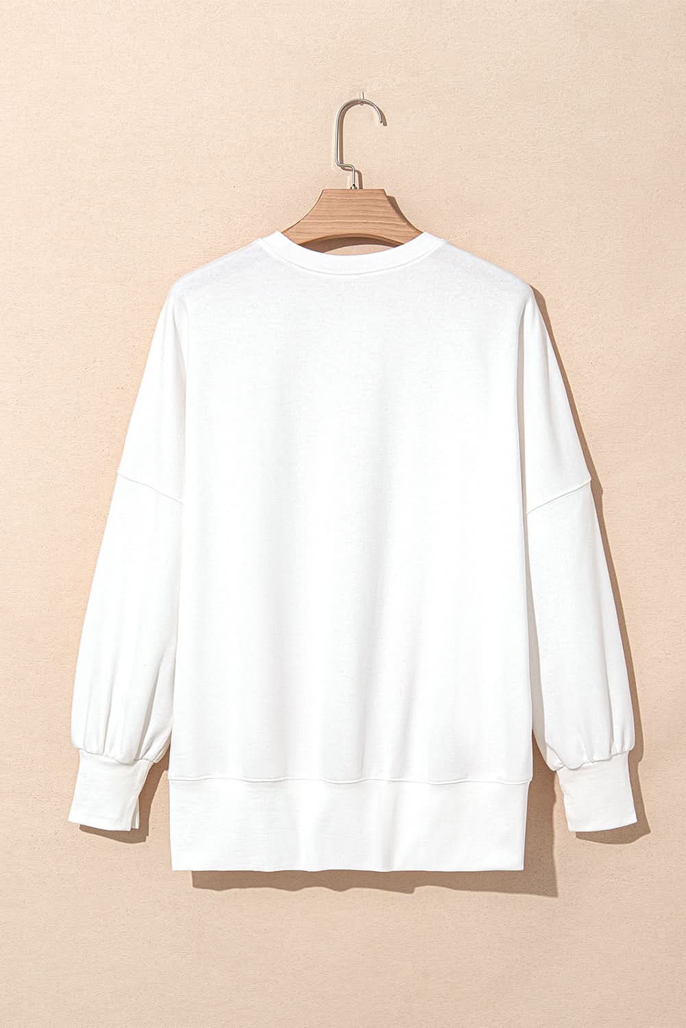 White Sequin Bowknot High Low Oversize Sweatshirt - Love Salve