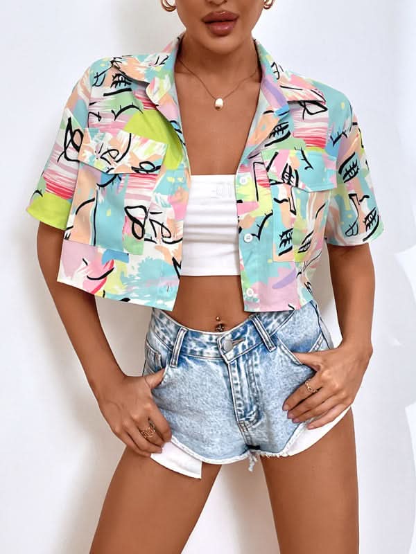 Womens Cropped Graffiti Shirt