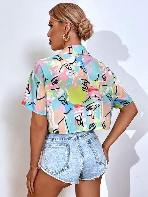Womens Cropped Graffiti Shirt