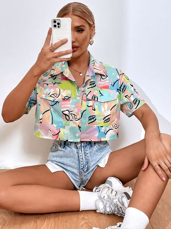Womens Cropped Graffiti Shirt