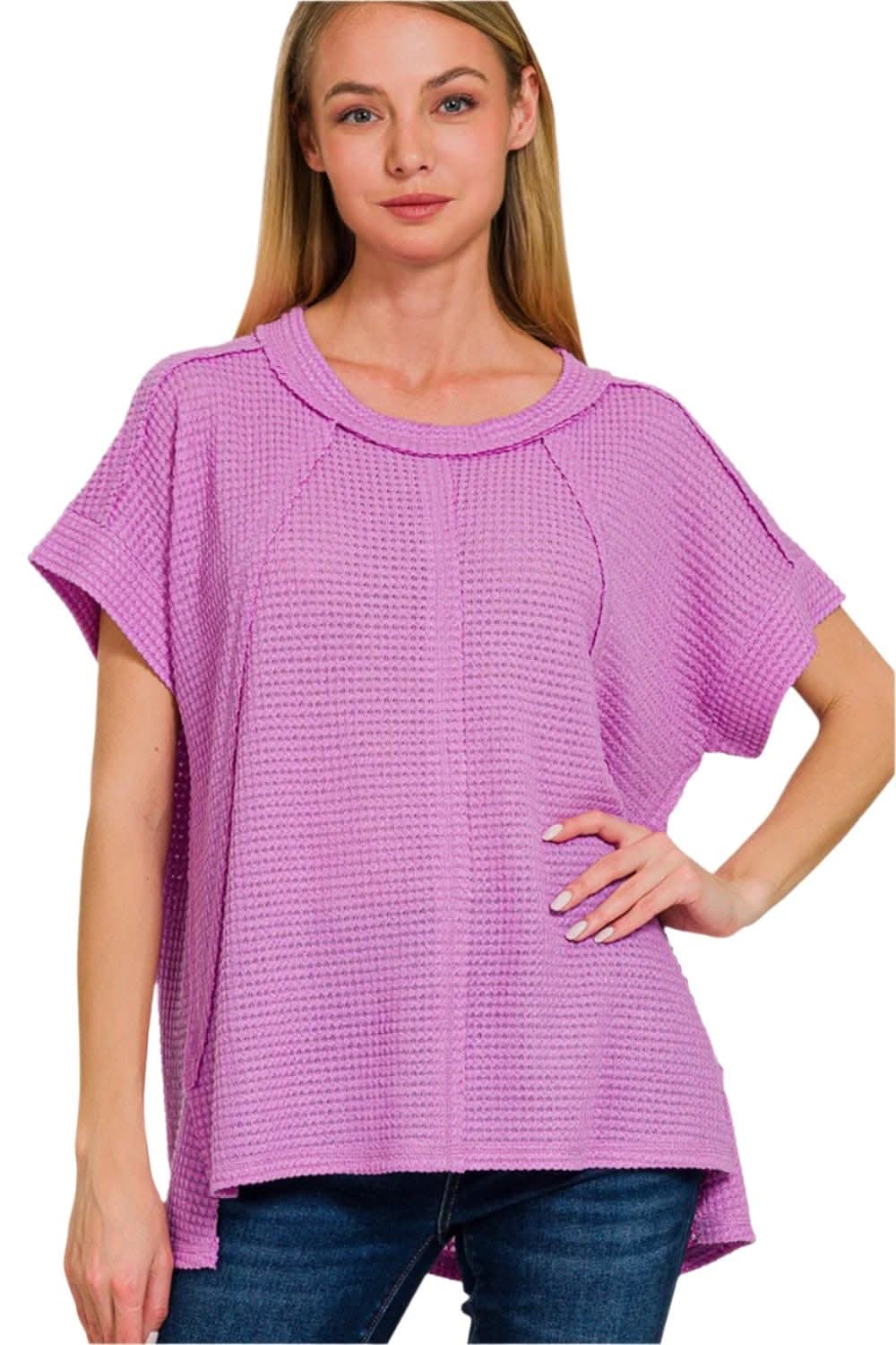 Zenana waffle-knit t-shirt - Love Salve