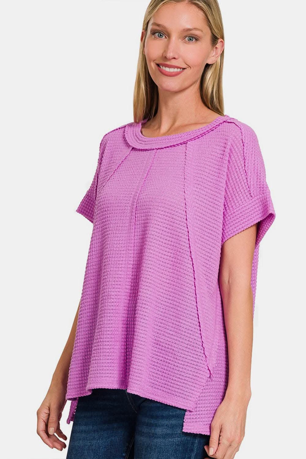 Zenana waffle-knit t-shirt - Love Salve
