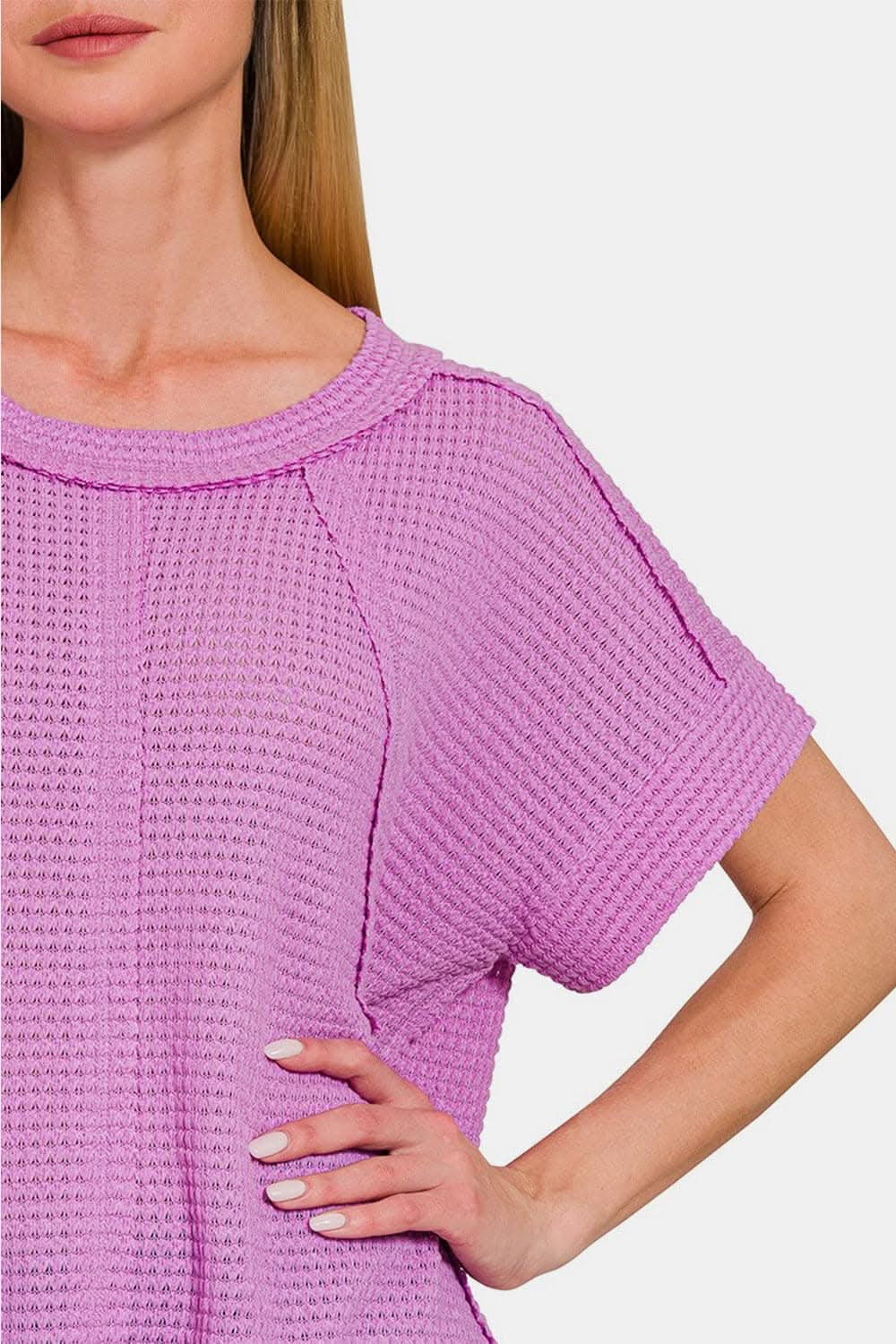 Zenana waffle-knit t-shirt - Love Salve