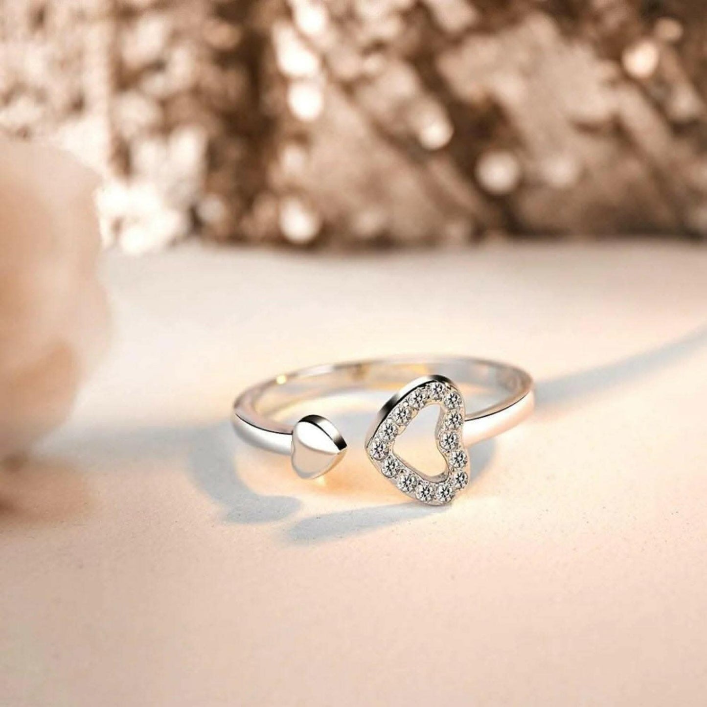 Zircon heart ring in silver - Love Salve