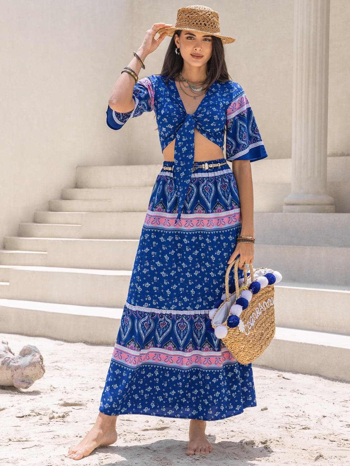 Chic flutter sleeve top & skirt set - Love Salve