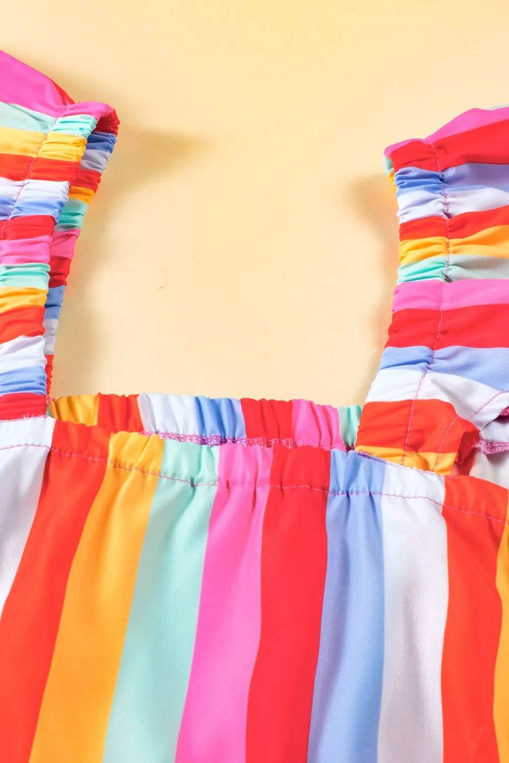 Stripe Ruffled Straps Babydoll Cami