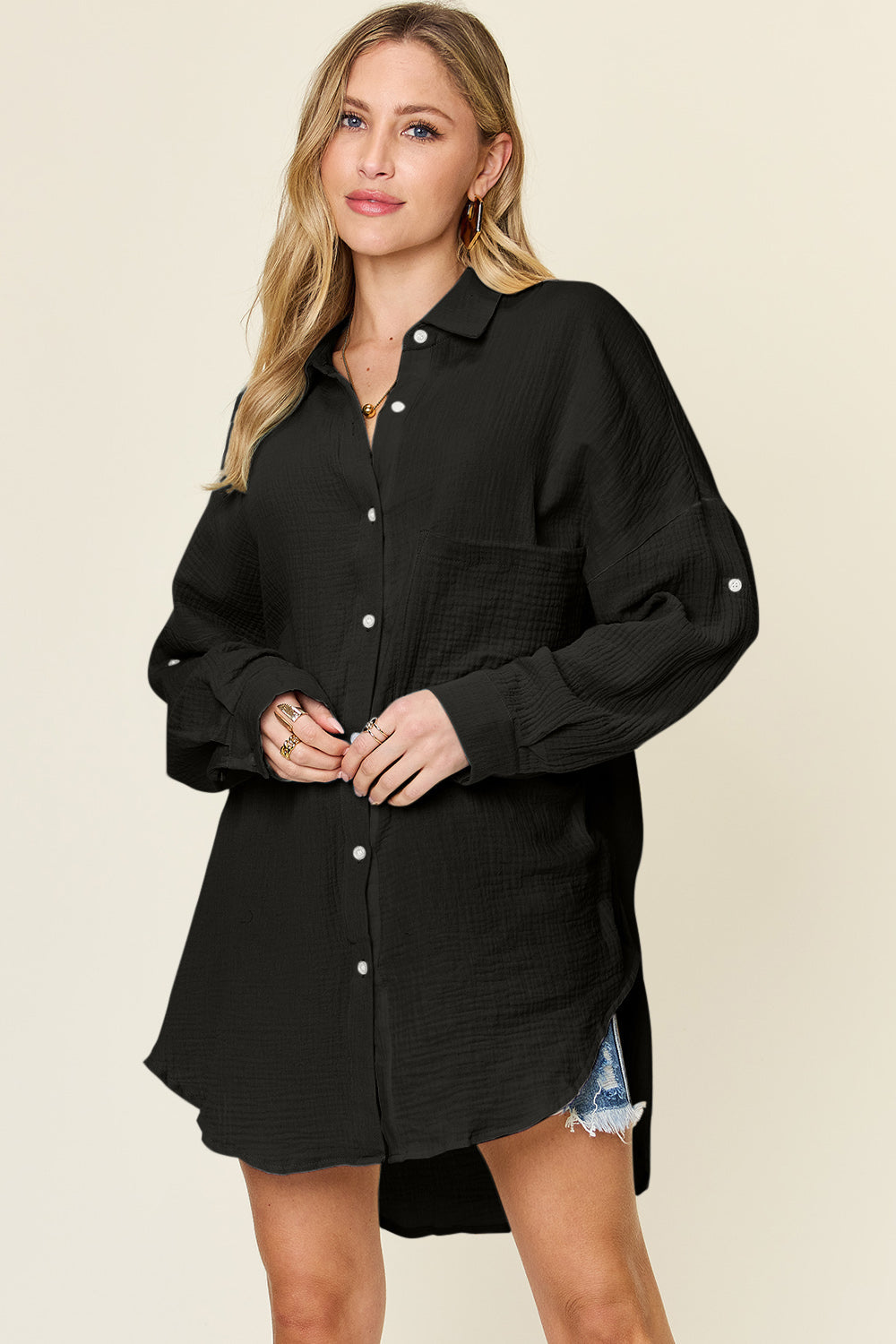 Double Take: Pocketed Button-Up Shirt