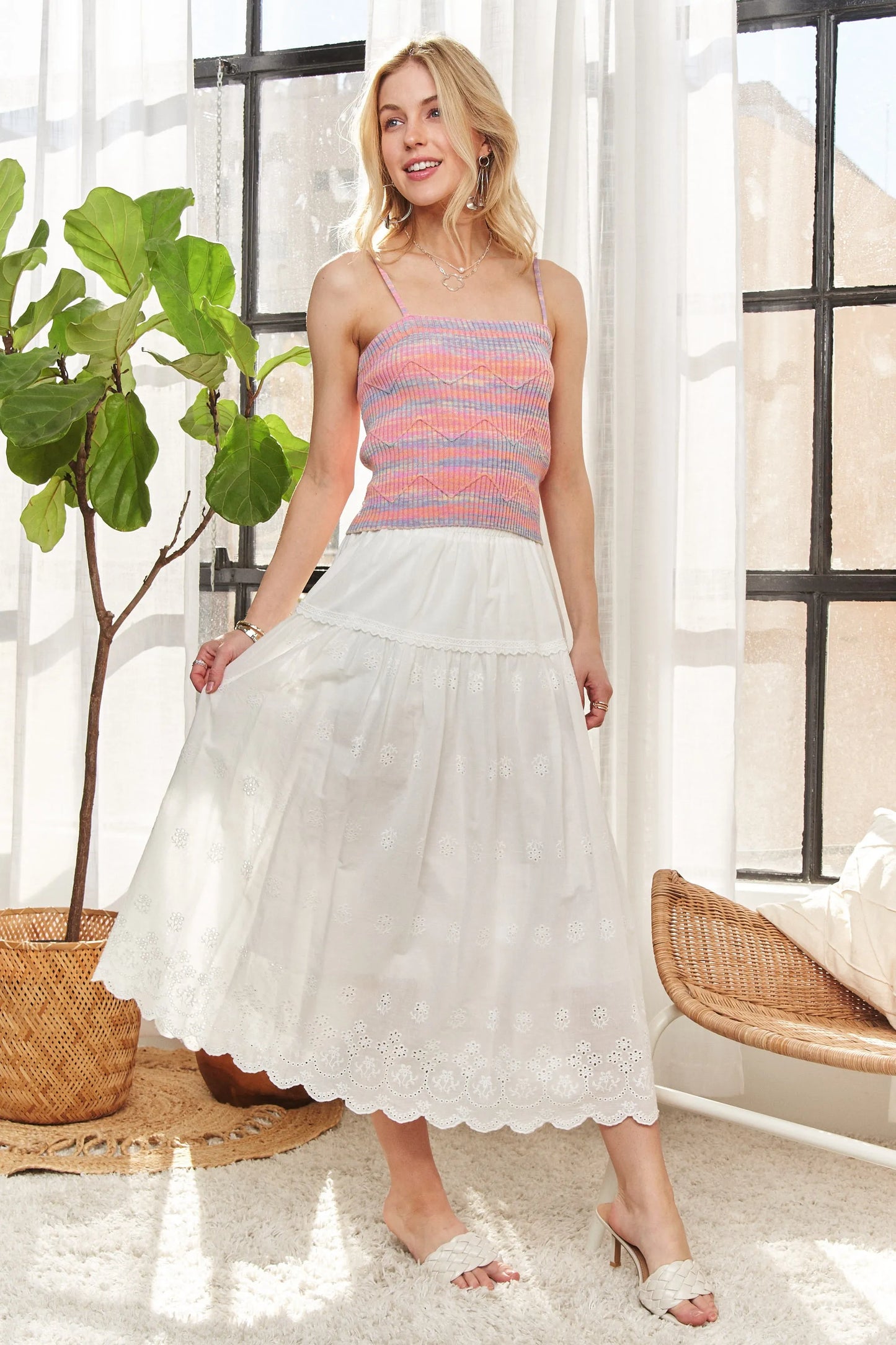 ADORA Zigzag Pattern Stripe Rib Knit Cami - Love Salve