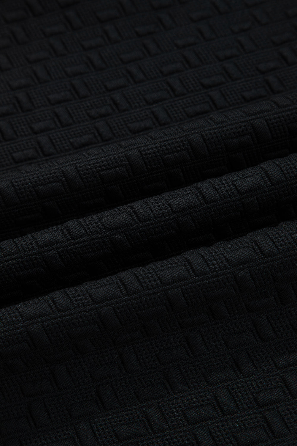 Black Stylish Textured Striped Patchwork Polo Collar Pullover Sweatshirt For Casual Everyday Wear Dear-Lover Dropshipping