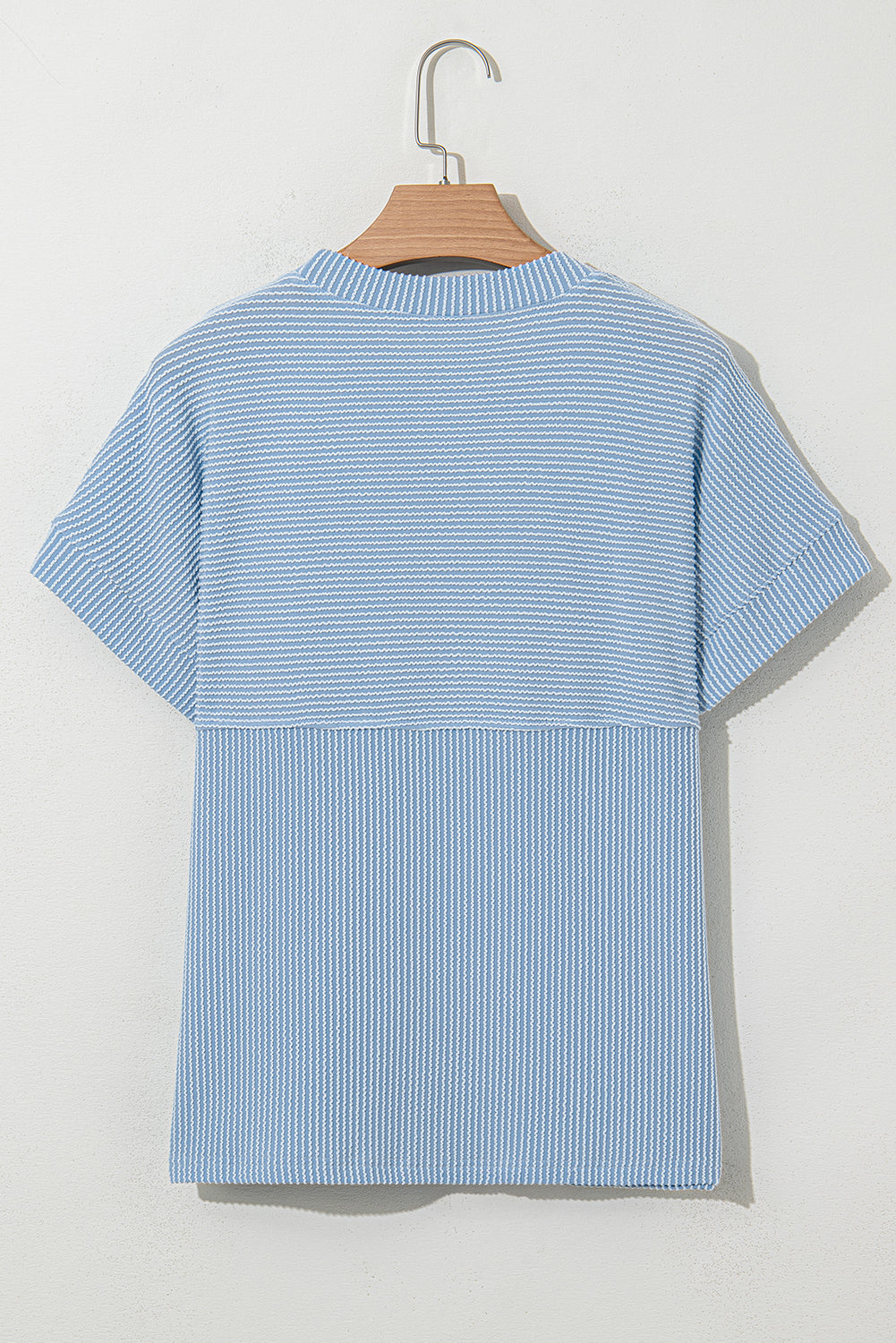 Myosotis Plain Corded Knit Mock Neck T Shirt for Women