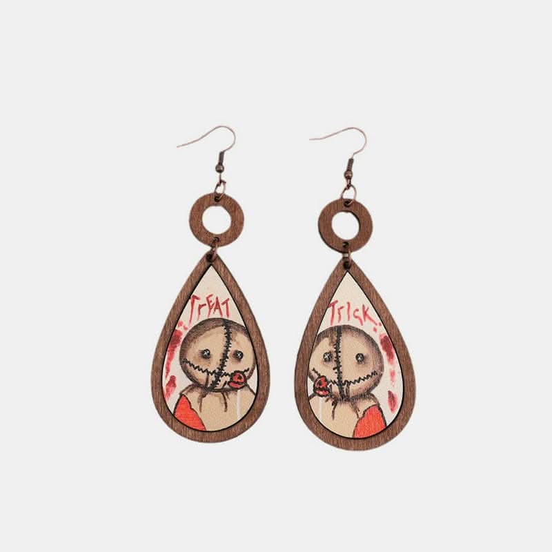 Wooden Teardrop Shape Earrings.