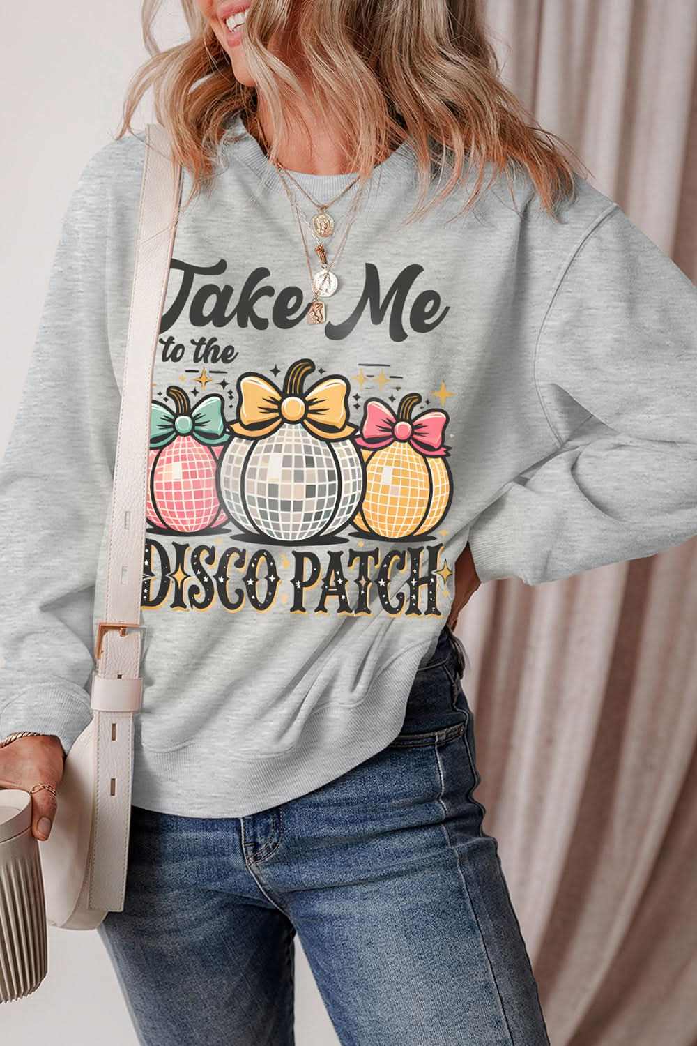 Graphic Round Neck Long Sleeve Sweatshirt - Love Salve