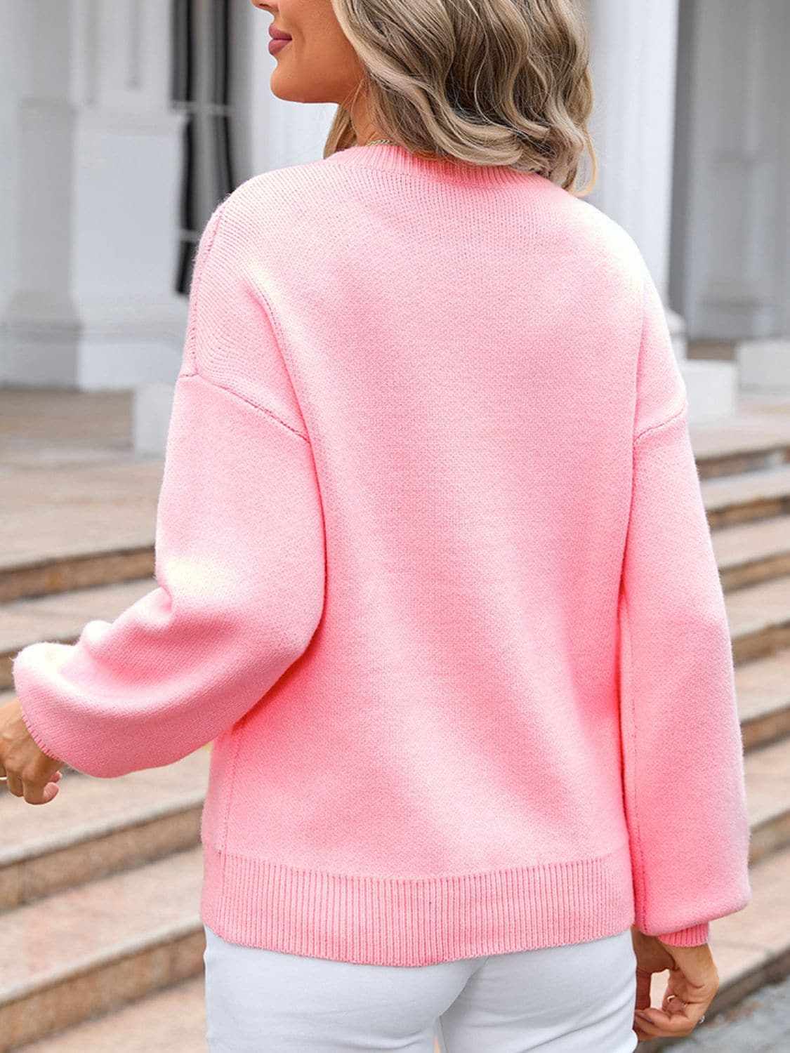 Charming bow print long sleeve sweater - Love Salve